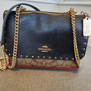 COACH Klare Crossbody in Signurature Canvas with Gold Rivets